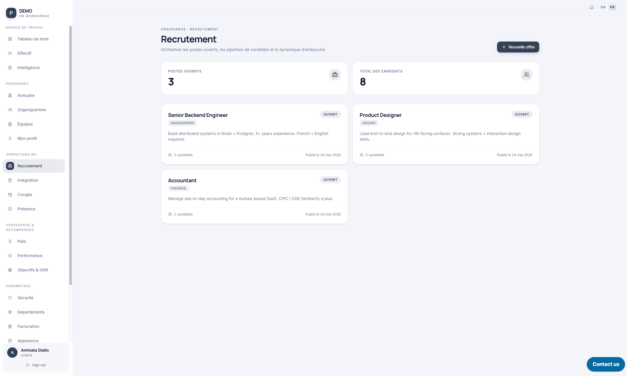 Recruitment Kanban pipeline
